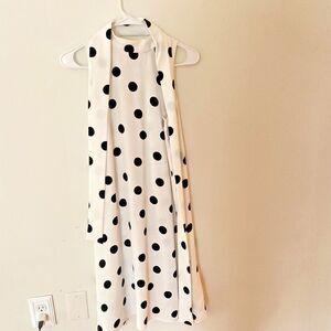 New Ann Taylor Petite Belted/Scarf  Dot Dress- M  Petite Workwear Office Elegant